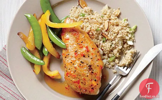 Pollo glassato con Quinoa di mandorle