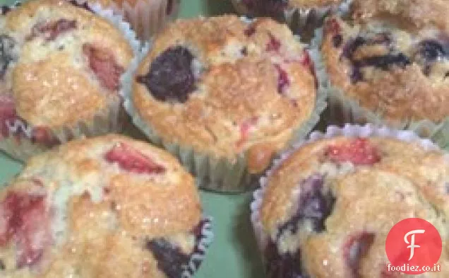 Muffin alla fragola e mirtillo