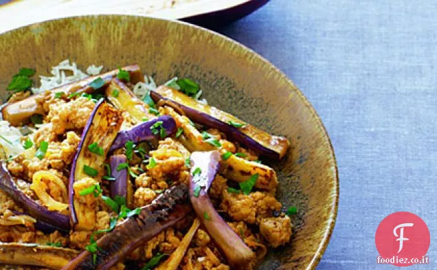 Melanzane piccanti con carne di maiale