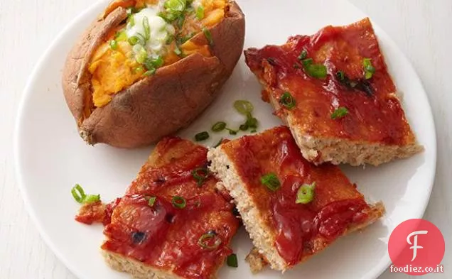 Quadrati di polpettone di tacchino con patate dolci