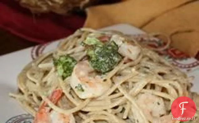 Angel Hair Pasta con Aglio Gamberetti e broccoli