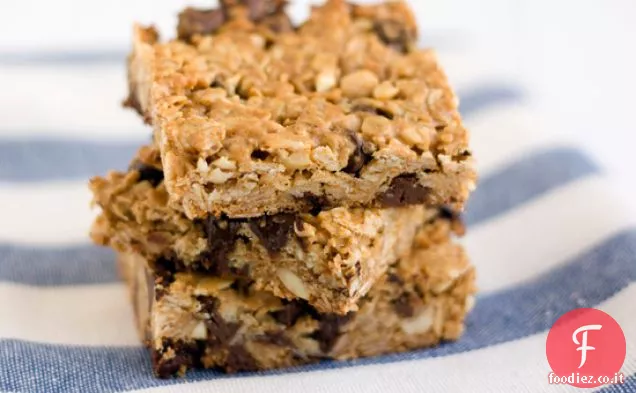 Barrette di granola con gocce di cioccolato al burro di arachidi