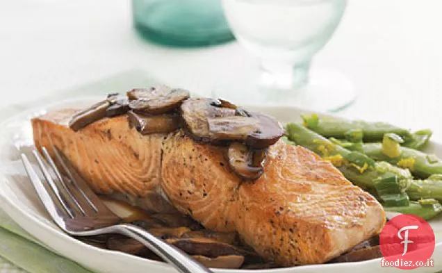 Salmone Teriyaki con funghi