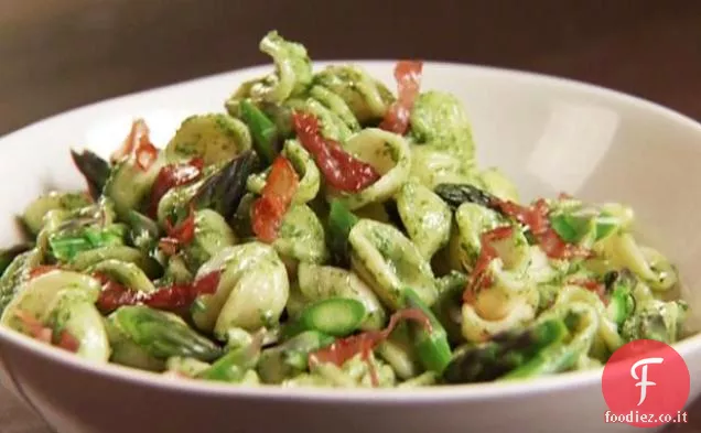 Pesto di Spinaci e Ricotta con Prosciutto Croccante e asparagi