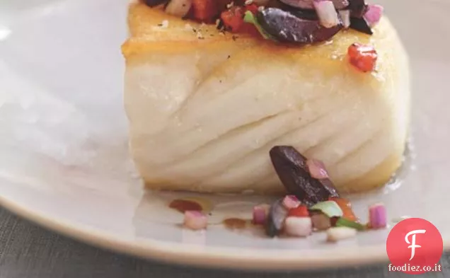 Halibut con insalata di olive tritate