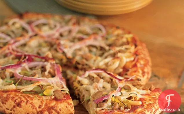 Salsiccia di tacchino, finocchio e pizza al porro