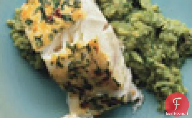 Halibut su purè di fave con menta