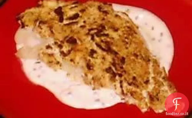 Halibut alla griglia con crosta di formaggio di capra