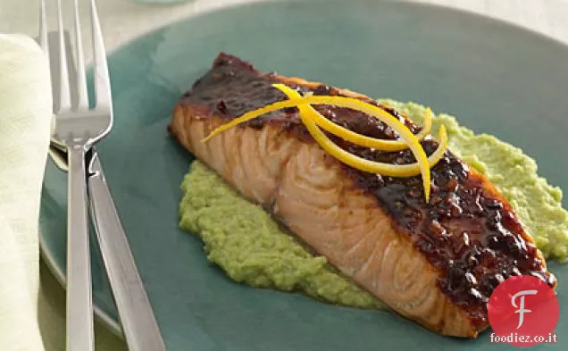 Salmone glassato con Edamame