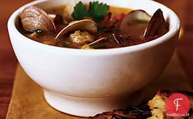 Zuppa di vongole con mais