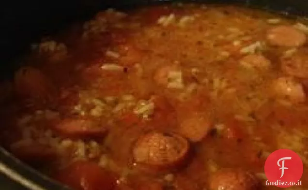 Zuppa di riso e hot dog