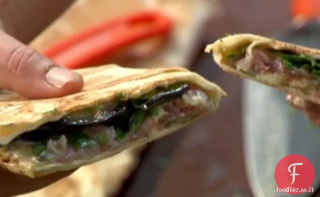 Panini alle Melanzane grigliate con Gorgonzola, Prosciutto Crudo e Rucola