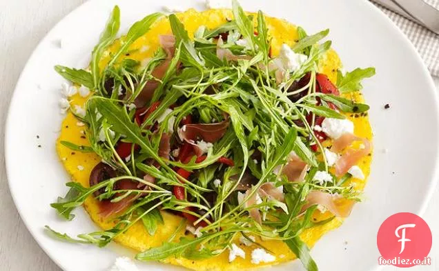 Frittata a viso aperto con insalata di rucola