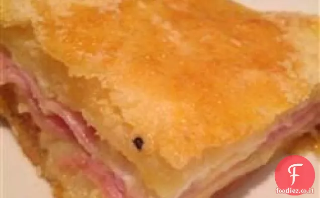 Quadrati di prosciutto e formaggio piccanti