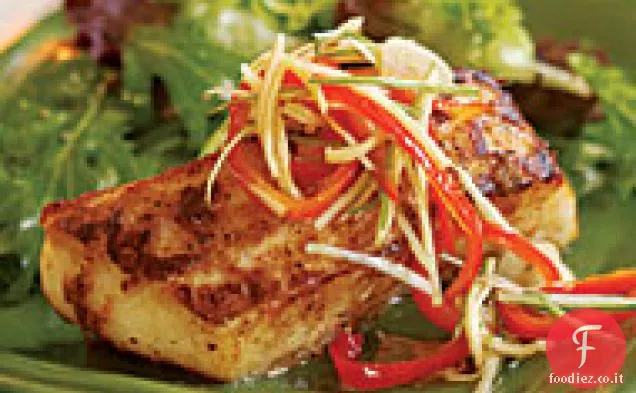 Halibut cinese a cinque spezie con pepe rosso in salamoia e zenzero