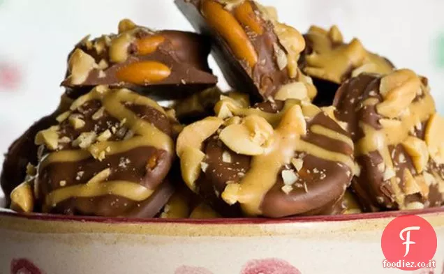 Morsi di pretzel al cioccolato