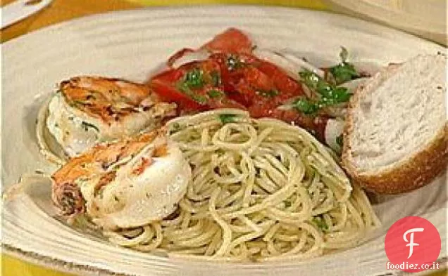 Gamberi piccanti e Spaghetti Aglio Olio (Aglio e Olio)