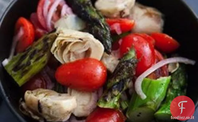 Insalata di melanzane e asparagi alla griglia