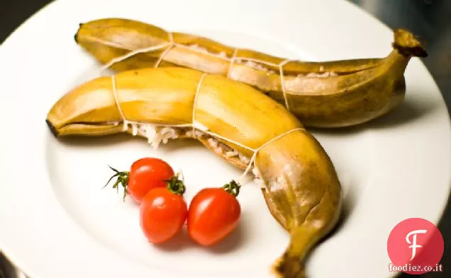 Buccia di banana Maiale al vapore e riso