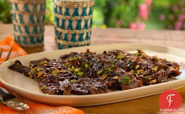 Costolette disossate alla griglia con zenzero e cipolla verde