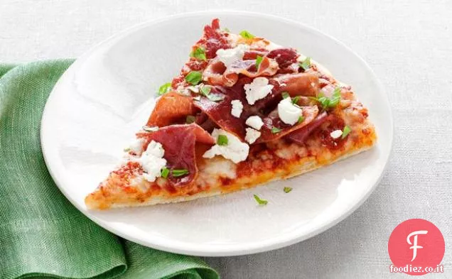Pizza con Formaggio Fresco di Capra e Prosciutto