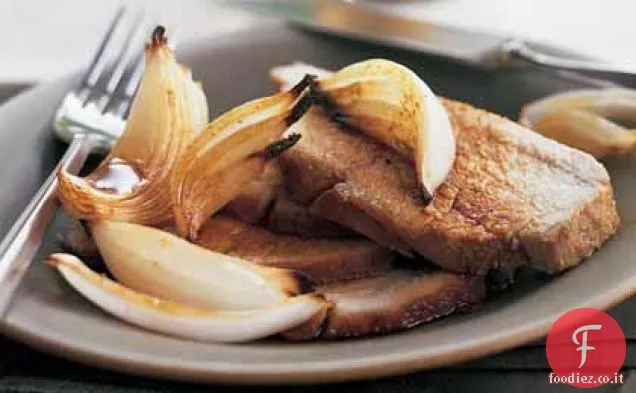 Maiale al miele e Cumino con Cipolle caramellate