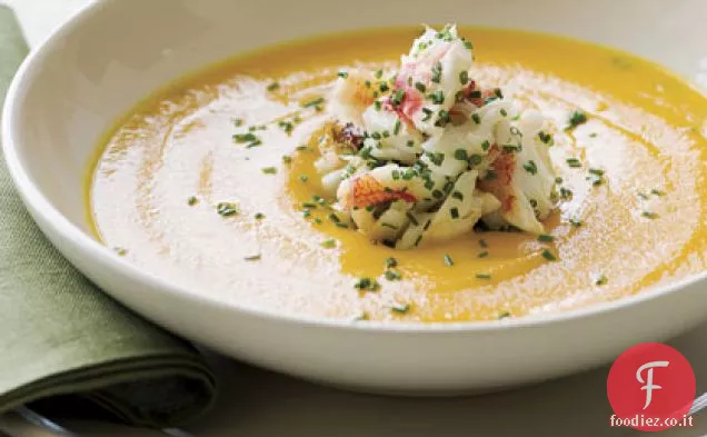 Zuppa di carote con granchio Dungeness