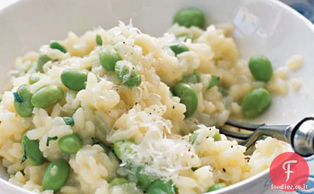 Risotto con Edamame, Scorza di Limone e Dragoncello
