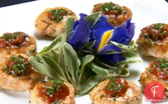 Sfere di frutti di mare su Crostini