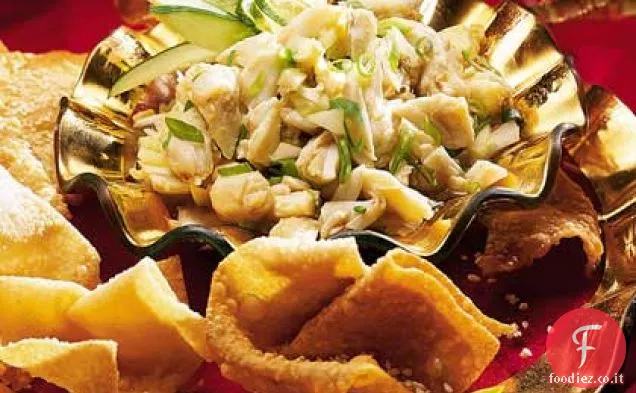 Salsa piccante di granchio e zenzero con sesamo Wontons