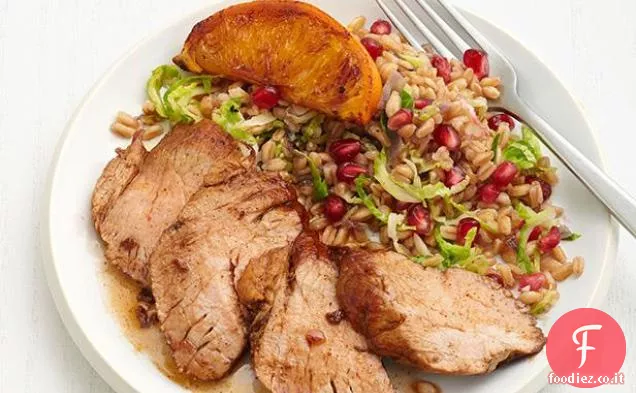 Maiale glassato agli agrumi con Farro
