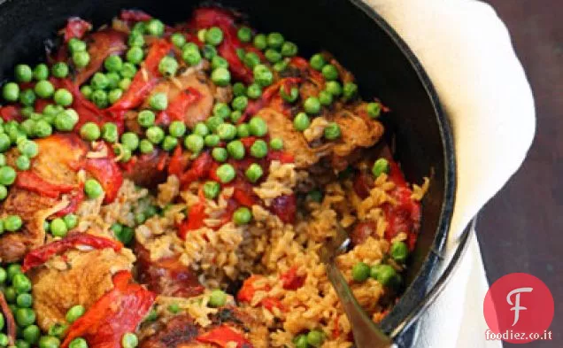 Pollo e riso integrale con Chorizo