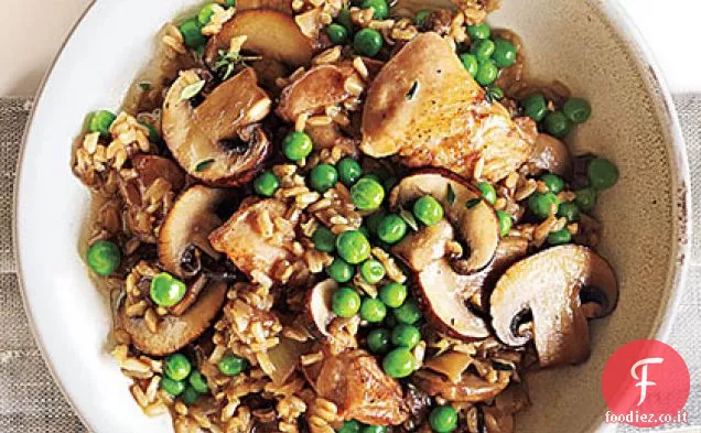 Pollo e riso con funghi