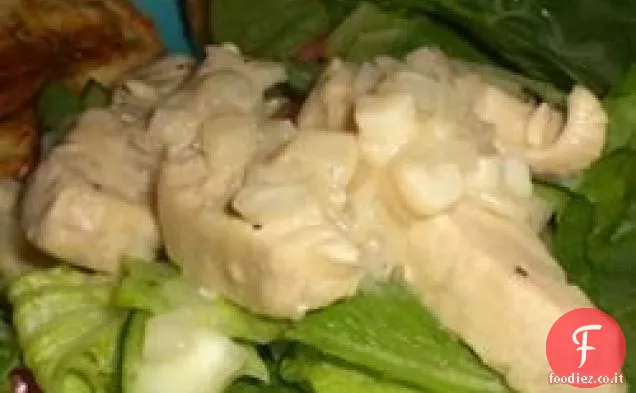Insalata di pollo e spinaci con aglio e lime