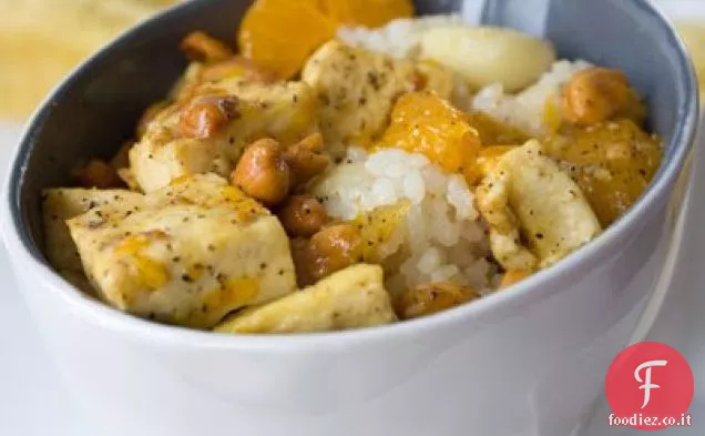 Zenzero Mandarino Riso con anacardi Tofu