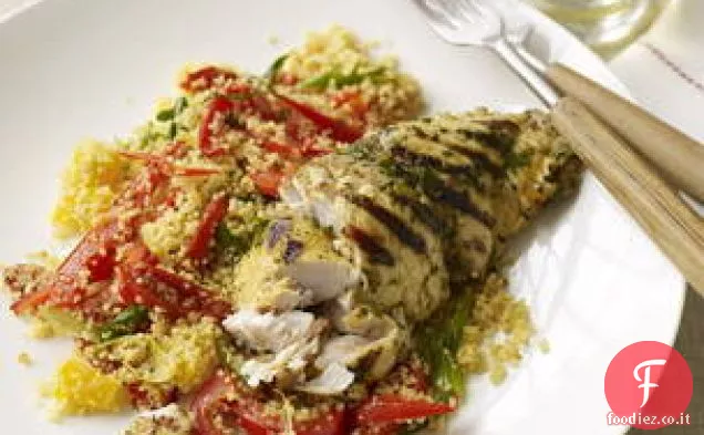 Pesce agli agrumi con Couscous al peperone