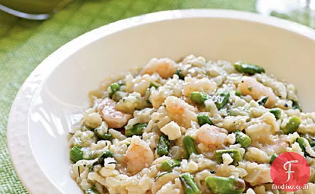 Risotto greco con gamberi e asparagi