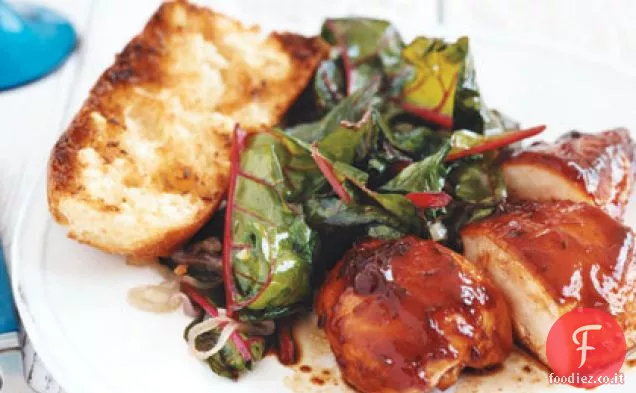 Melassa alla griglia Petti di pollo con bietola saltata