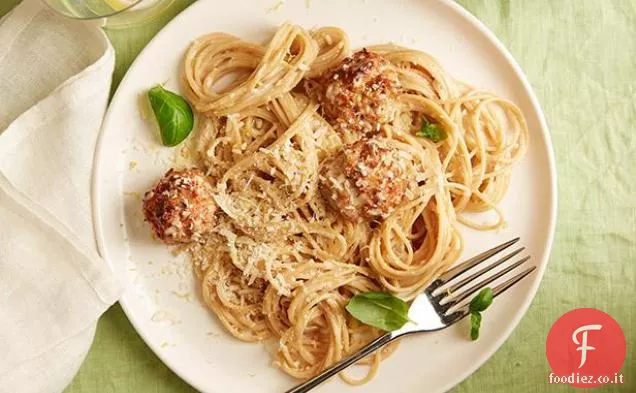 Linguine integrali al limone con Polpette di Tacchino