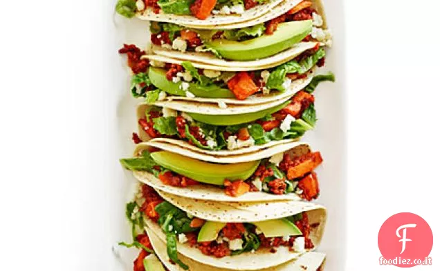 Tacos di patate dolci e Chorizo