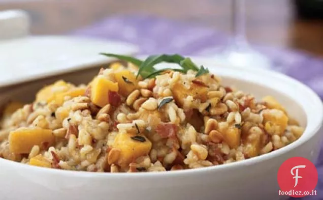 Risotto con zucca, pancetta e formaggio Jack
