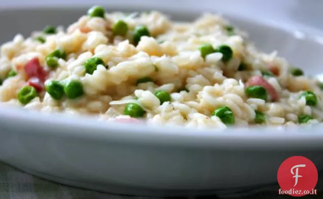 Risotto al formaggio di capra, Pancetta e piselli