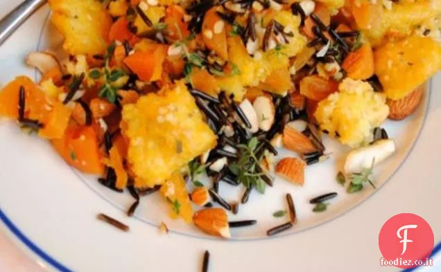 Polenta al Rosmarino Arrosto, Albicocche, Riso Selvatico