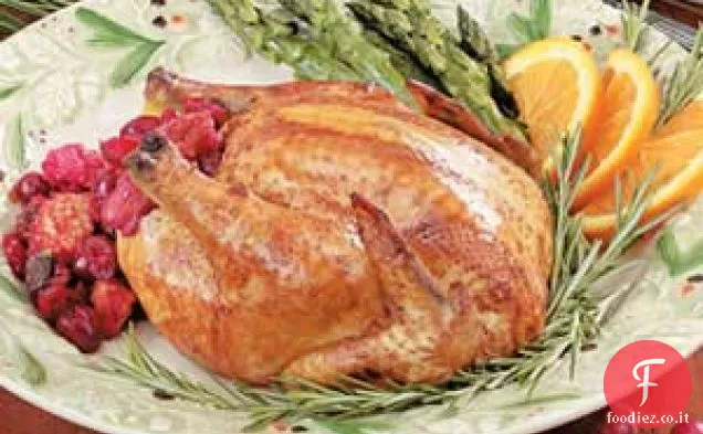 Galline corniche con ripieno di mirtilli rossi