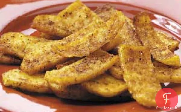 Patatine fritte con bistecca di polenta speziata