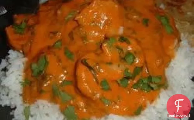 Indiano saltati in padella gamberetti in salsa di panna (Bhagari Jhinga)