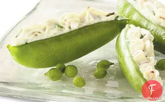 Baccelli di piselli ripieni di crema di formaggio