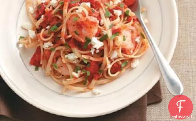 Linguine di gamberetti e pomodoro