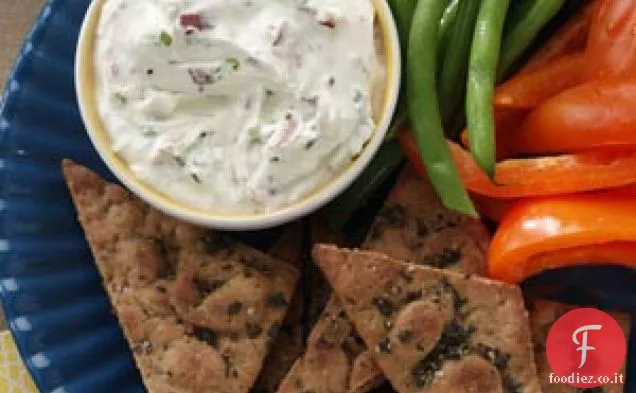 Salsa al mascarpone di erba cipollina con patatine Pita alle erbe