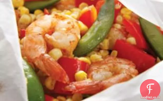 Pacchetti di gamberetti e verdure a cinque spezie